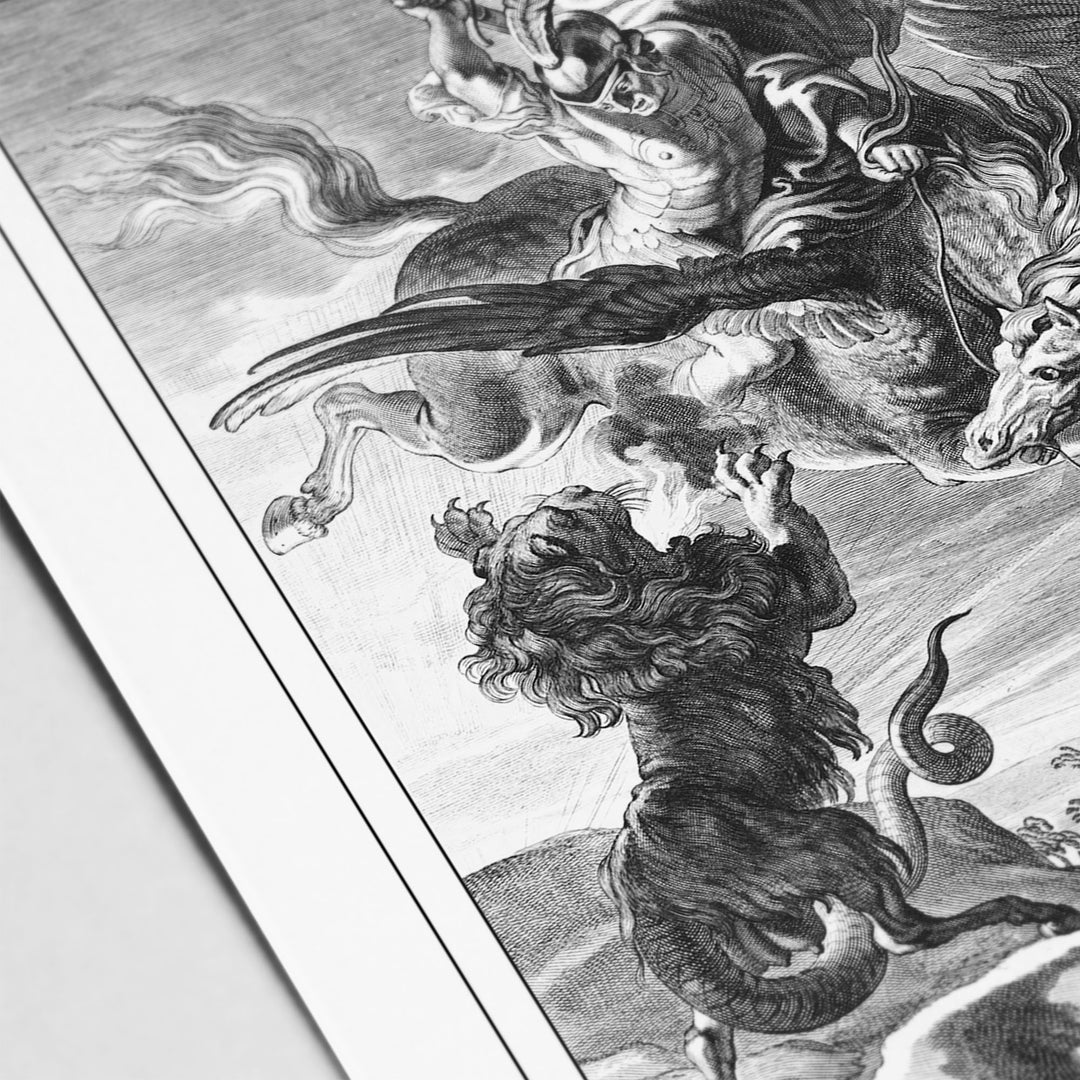 Bellerophon fighting the Chimera - Modern Mythos Art