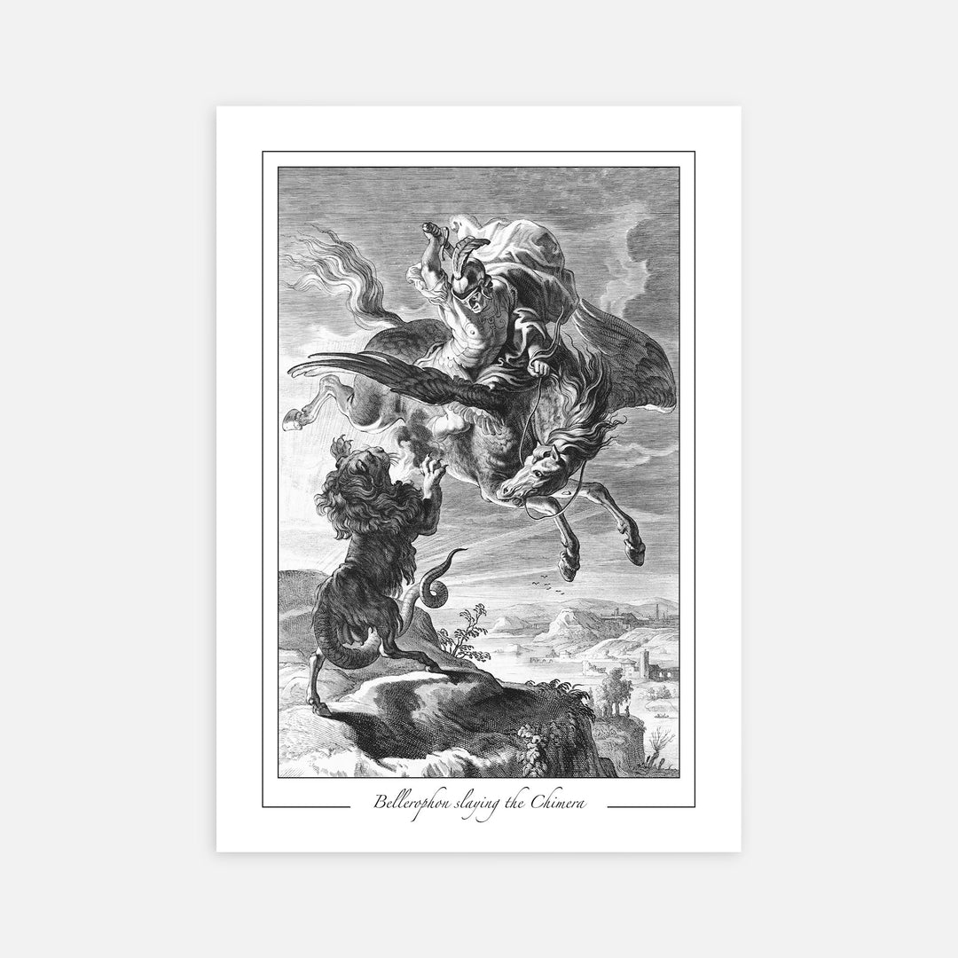Bellerophon fighting the Chimera - Modern Mythos Art
